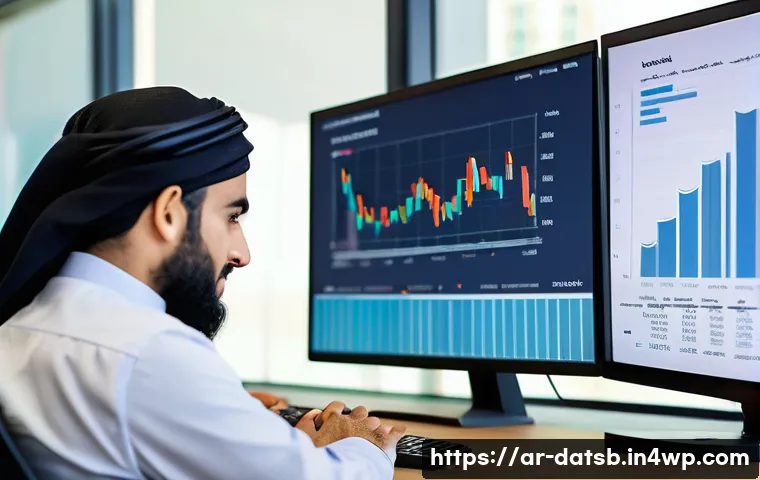 실시간 데이터 처리 파이프라인의 시각화 도구 - **Prompt:** A professional Arab data analyst, dressed in modest, modern business attire, is seated a...