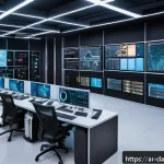 오픈소스 툴을 활용한 실시간 데이터 처리 전략 - A modern Middle Eastern data center control room, featuring diverse Arab IT professionals collaborat...